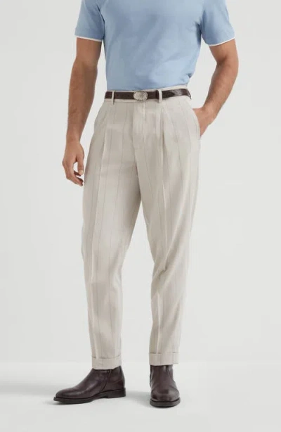 Brunello Cucinelli Leisure Fit Trousers With Pleats In Multi