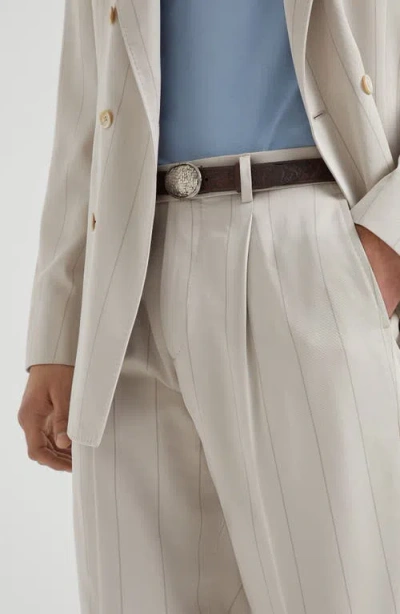Brunello Cucinelli Leisure Fit Trousers With Pleats In Multi