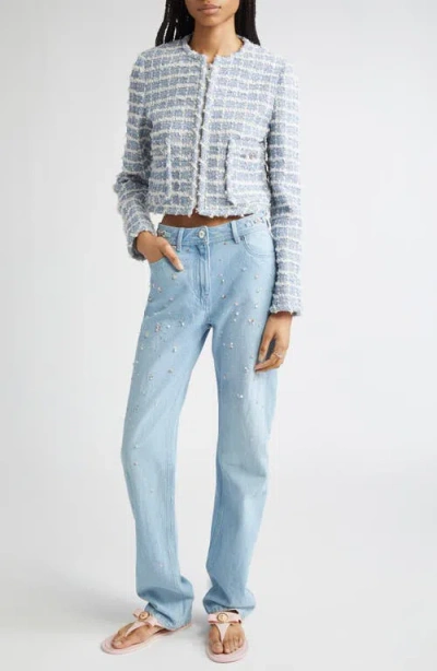 Versace Tweed Jacket In Blue