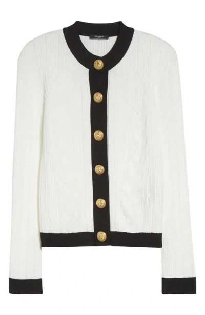 Balmain Two-tone Cardigan In Gray