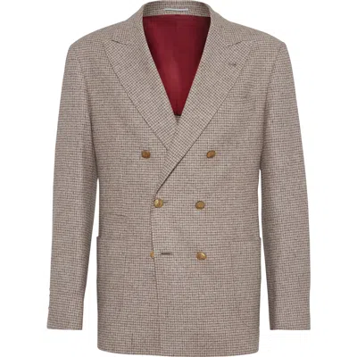 Brunello Cucinelli Men One-and-a-half Breasted Deconstructed Jacket In Checked Flannel In White