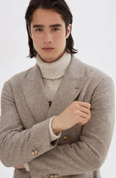 Brunello Cucinelli Men One-and-a-half Breasted Deconstructed Jacket In Checked Flannel In White