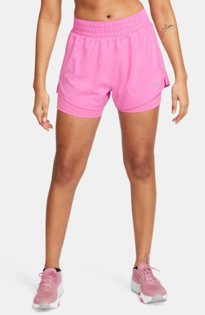 Nike One Dri-fit High-waisted 3-inch 2-in-1 Shorts In Pink