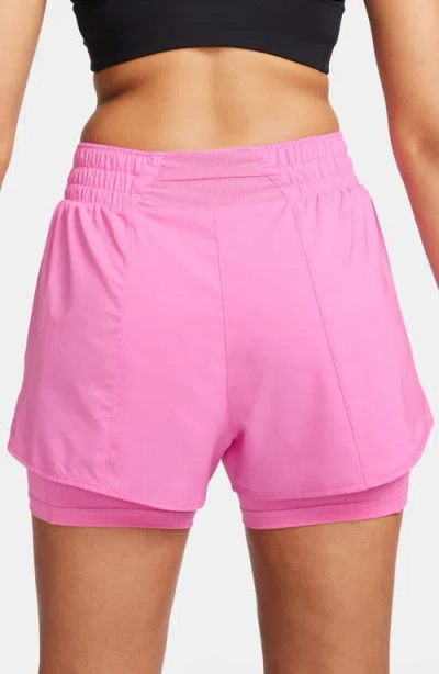 Nike One Dri-fit High-waisted 3-inch 2-in-1 Shorts In Pink