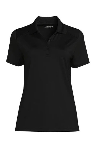 Lands' End School Uniform  Short Sleeve Feminine Fit Rapid Dry Polo Shirt In Black