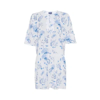 Vilebrequin Viscose Dress Medusa And Shells In Blue
