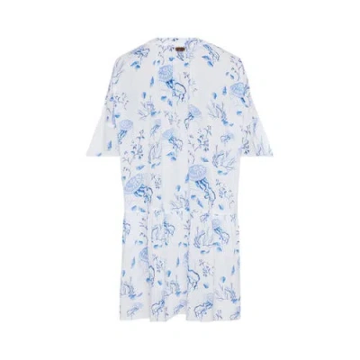 Vilebrequin Viscose Dress Medusa And Shells In Blue