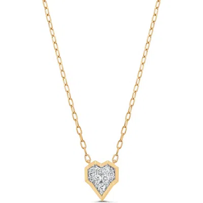 Sara Weinstock 18k Yellow Gold Honey Comb Heart Diamond Necklace