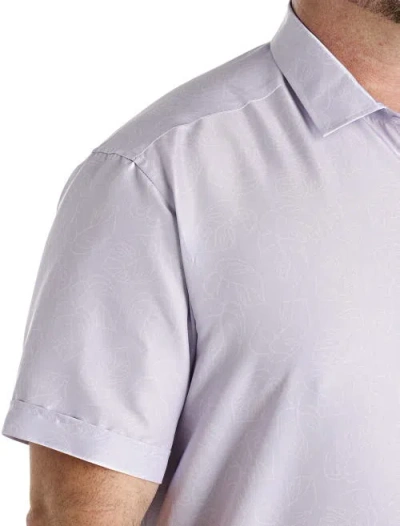 Synrgy By Dxl Big & Tall Microfiber Big Leaf Print Sport Shirt In Purple