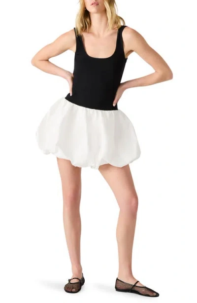 Steve Madden Linnea Mixed Media Bubble Hem Cotton Minidress In Black