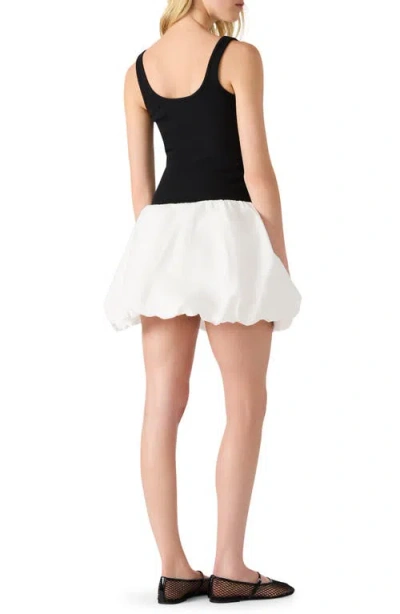 Steve Madden Linnea Mixed Media Bubble Hem Cotton Minidress In Black