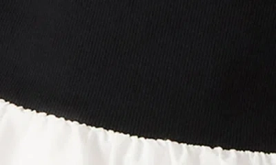 Steve Madden Linnea Mixed Media Bubble Hem Cotton Minidress In Black