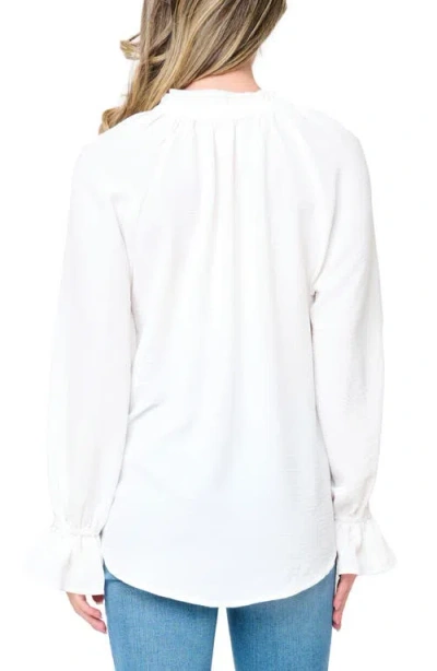 Gibsonlook Chloe Boho Ruffle Button-up Shirt In White
