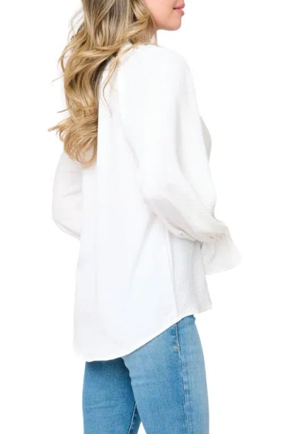 Gibsonlook Chloe Boho Ruffle Button-up Shirt In White