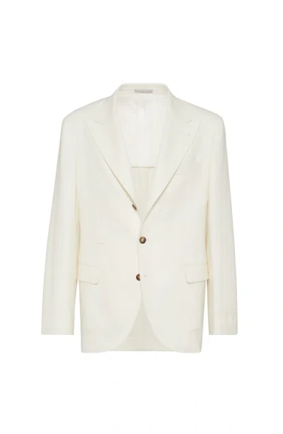 Brunello Cucinelli Wool-cashmere-silk Deconstructed Blazer In Neutral