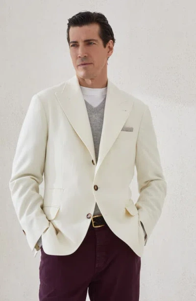 Brunello Cucinelli Wool-cashmere-silk Deconstructed Blazer In Neutral