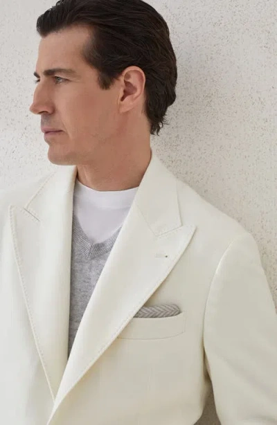 Brunello Cucinelli Wool-cashmere-silk Deconstructed Blazer In Neutral