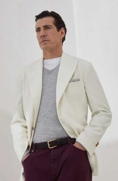 Brunello Cucinelli Wool-cashmere-silk Deconstructed Blazer In Neutral