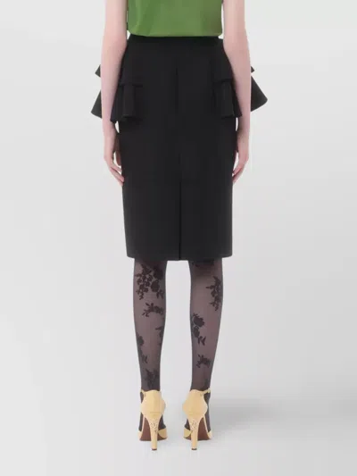 Valentino Black Skirt With Ruffles On The Sides In Black