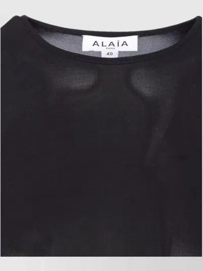 Alaïa Alaia Viscose Elastane Pleats T-shirt In Black