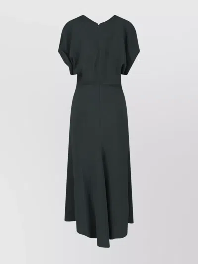 Victoria Beckham Dark Green Midi Dress In Satin In Green