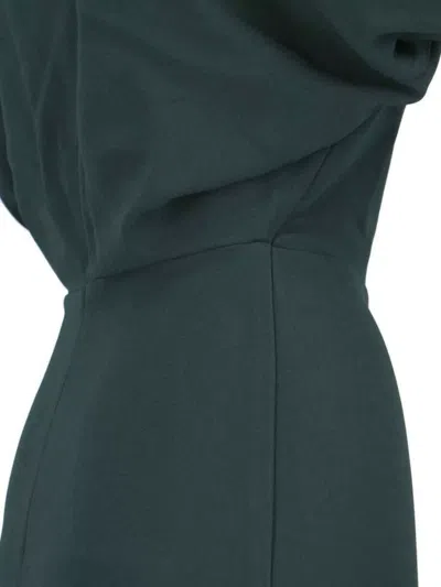 Victoria Beckham Dark Green Midi Dress In Satin In Green
