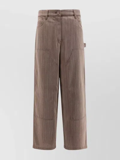 Golden Goose Light Brown Pants In Chevron Wool Blend In Brown