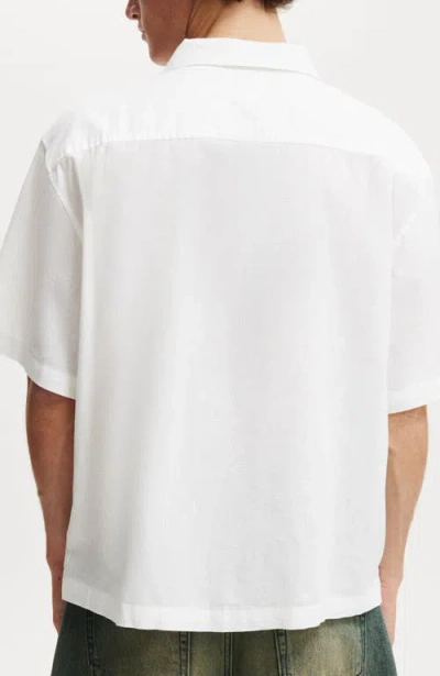 Cotton On Eli Linen Blend Short Sleeve Shirt In White