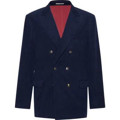Brunello Cucinelli Deconstructed One-and-a-half-breasted Corduroy Blazer In Blue