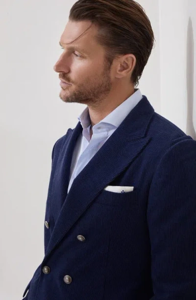 Brunello Cucinelli Deconstructed One-and-a-half-breasted Corduroy Blazer In Blue