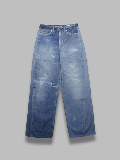 Our Legacy Full-cut Denim-print Straight-leg Jeans In Blue