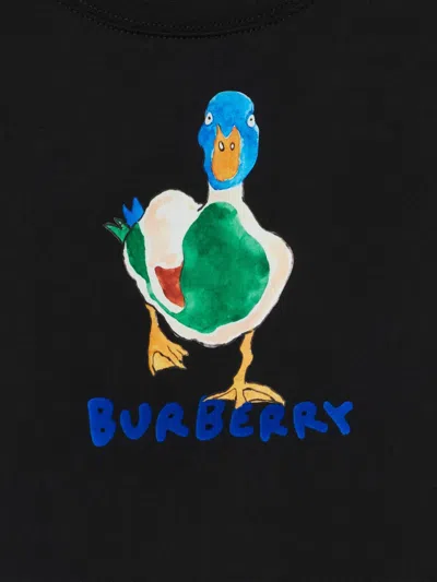 Burberry Logo Printed Cotton Jersey T-shirt In Black