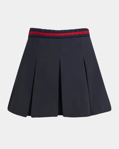 Moncler Pleated Cotton Stretch Gabardine Miniskirt In Black