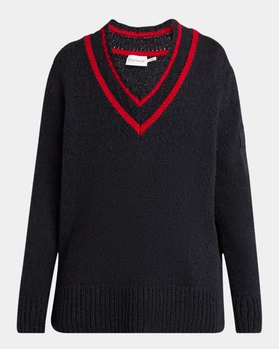 Moncler Padded V-neck Wool-blend Sweater