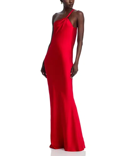 Norma Kamali One Shoulder Open Back Gown In Red