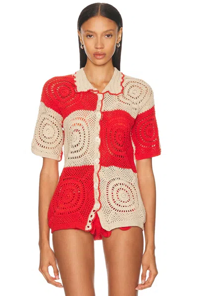 Eliou Kaleo Button Down Top In Red