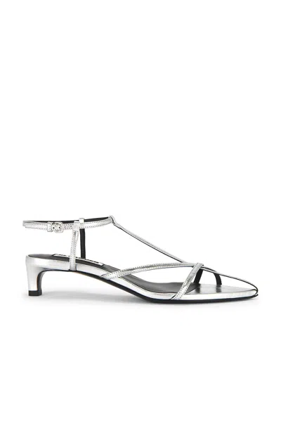 Jil Sander Metallic Kitten T-strap Sandals In Gray