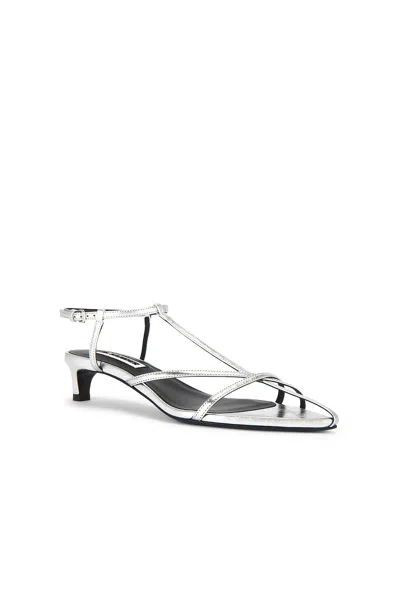 Jil Sander Metallic Kitten T-strap Sandals In Gray