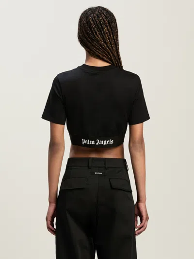 Palm Angels Classic Logo Cropped T-shirt In Black