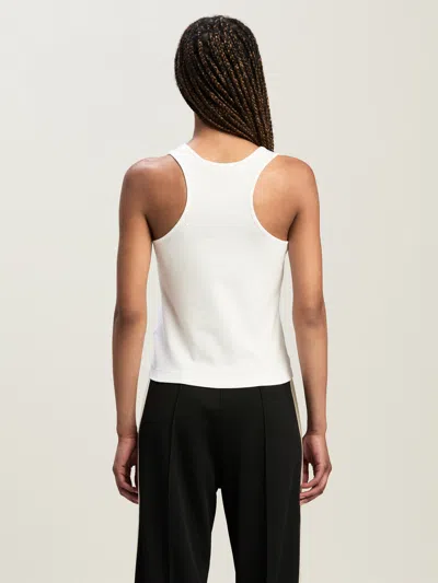 Palm Angels White Logo-embroidered Ribbed Tank Top In Neutral