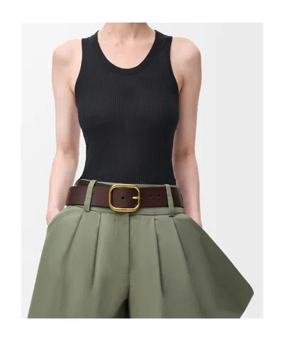 Loewe Womens Black Anagram Ribbed Silk-jersey Tank Top