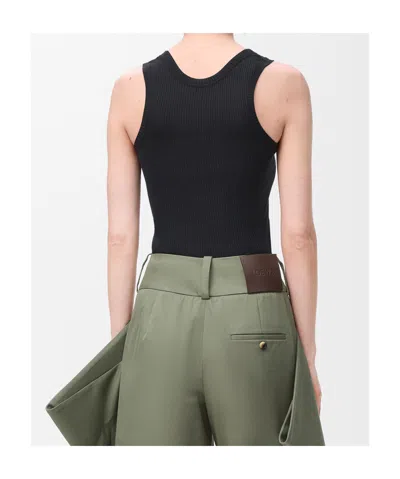Loewe Womens Black Anagram Ribbed Silk-jersey Tank Top