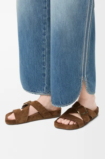 Loewe Slide Sandals With Asymmetric Round Toe In Brown