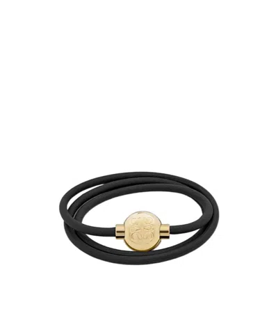 Loewe Women Pebble Leather Bracelet In Black