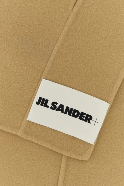 Jil Sander Light Brown Logo Patch Scarf In Brown