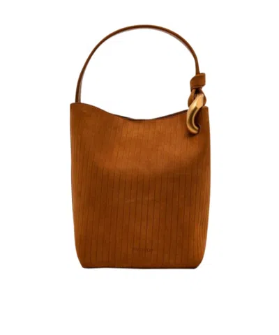 Jw Anderson J. W. Anderson The Jwa Corner Bucket Bag Suede In Brown