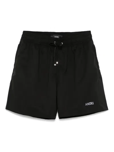 Amiri Black Cotton Short With Logo In Black