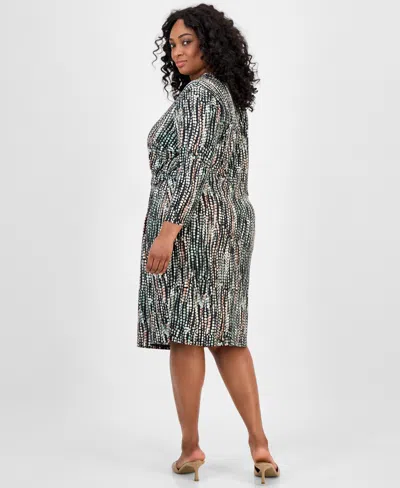 Kasper Plus Size Printed Wrap-style Dress In Multi