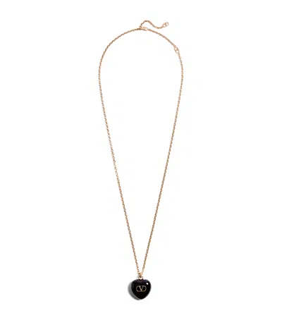 Valentino Royal Heart Metal And Enamel Chain Necklace In Gold