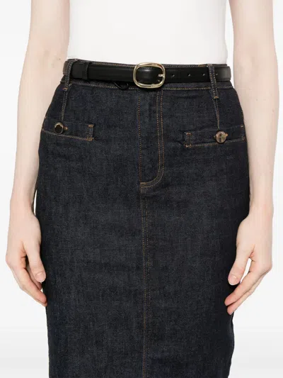 Self-portrait Pencil Midi Skirt With Leather Belt In Animal Print